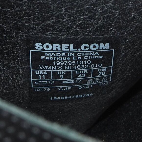 Sorel Cameron Flatform Mule Wedge Slip-on Sandals Black NL4632-010 Women's 11 - Picture 10 of 10